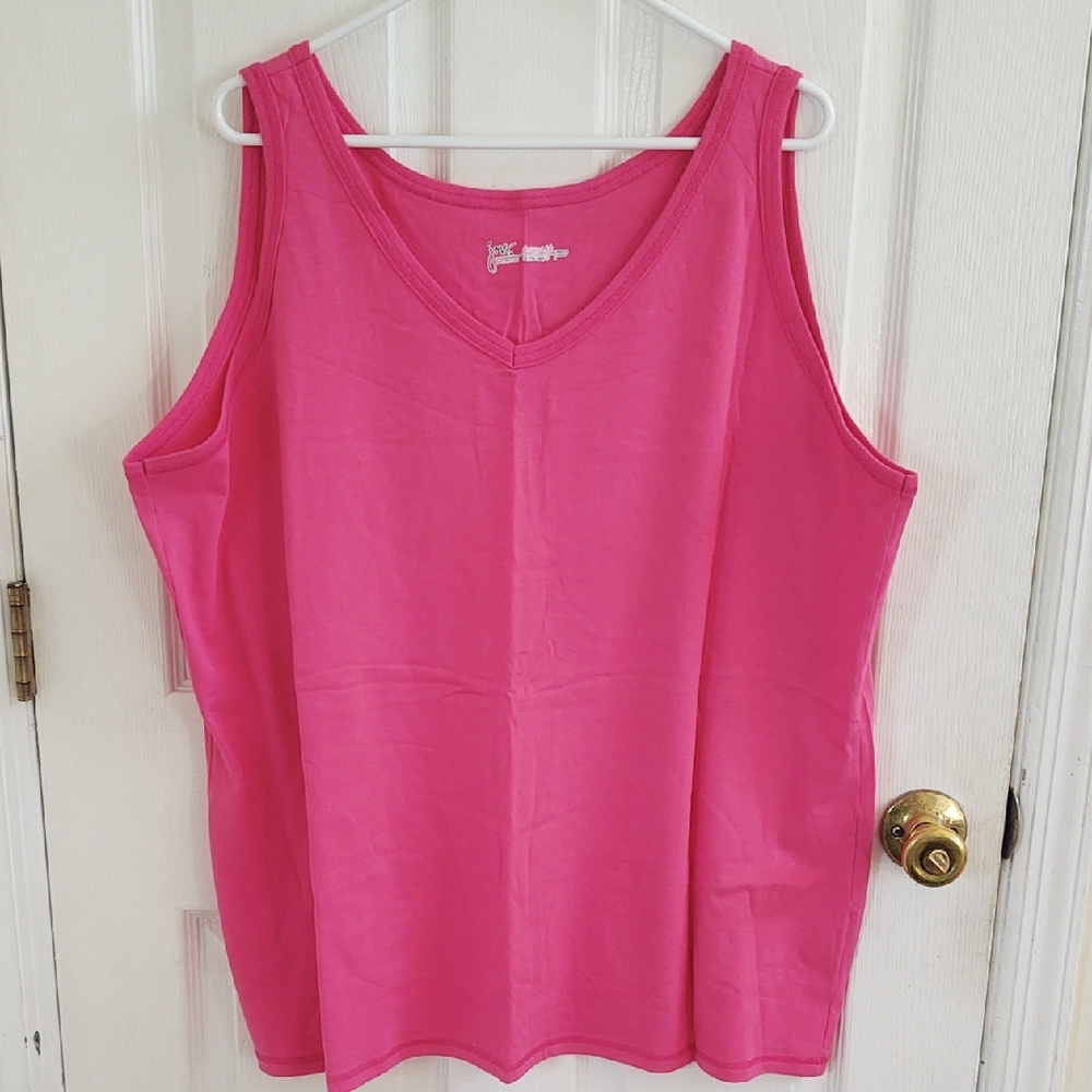 Just My Size Hot Pink V-Neck Tank Top
